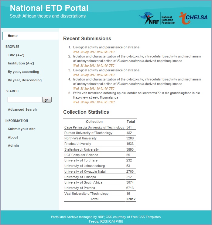 National ETD Portal &ndash; South African Theses and Dissertations 