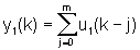 somatrio de u<sub>1</sub>(k-j) com j de zero at m