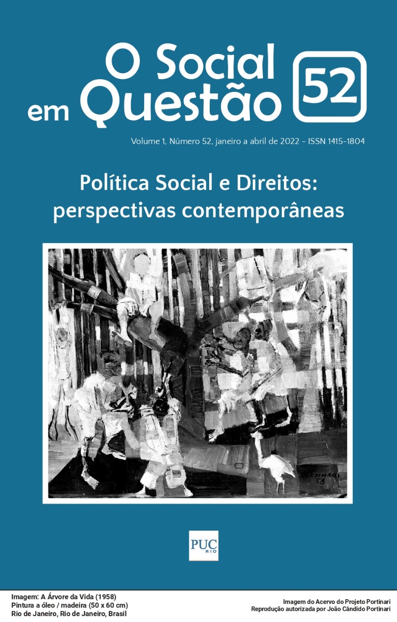 Capa da revista O Social em Questão fasciculo Ano 2022 Nº 52                    